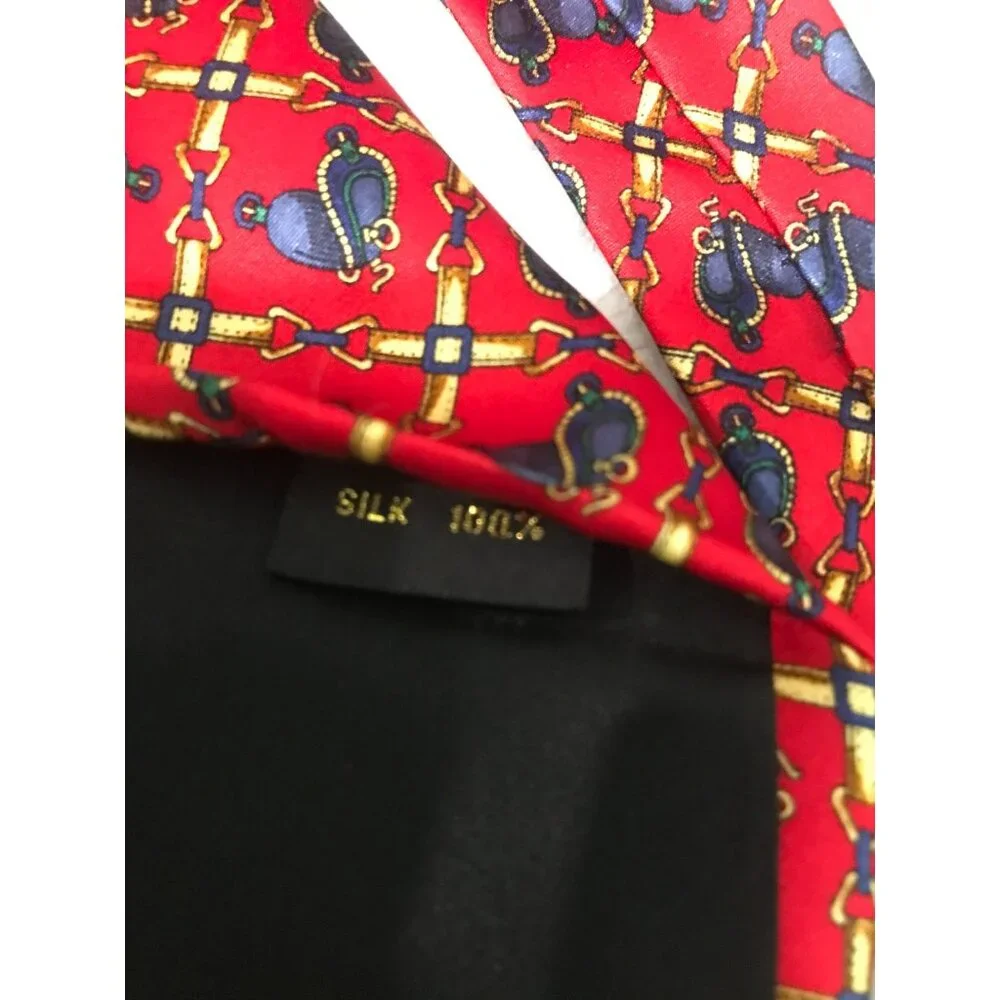 Sinsabang Pure Silk Tie‎ Mens Red Equestrian Saddles Festival Formal